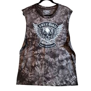 New Lyric Nation Free Bird Mens XL Brown Acid Wash Tank Top